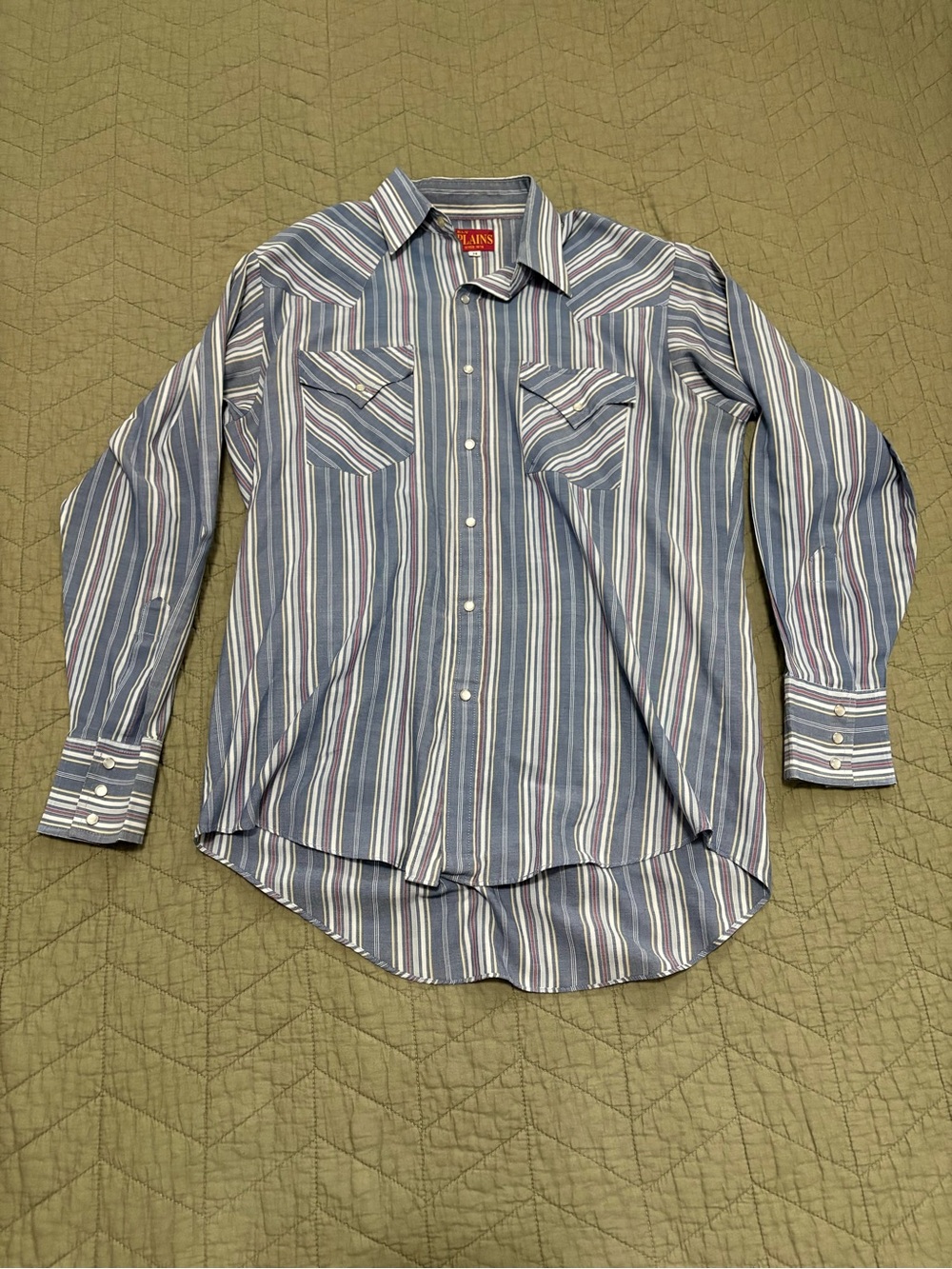 Ely Plains Pearl Snap Western Shirt Men’s M Blue Striped